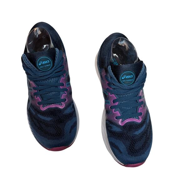 Asics Women’s 10 Gel Nimbus 23 Blue & Pink Running Shoes Sneakers Padded 42 - Picture 6 of 7